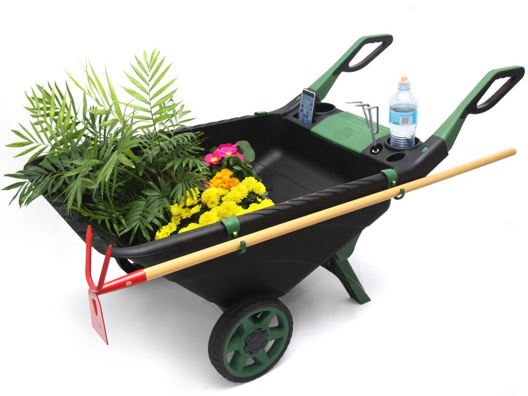 Садовая тачка-тележка Garden Cart, 80 л, черно-зеленый, с 2 ручками